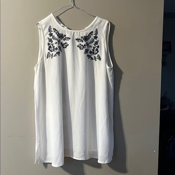 OR maternity Tops - Cream Embroidered Blouse with Sleeveless Design